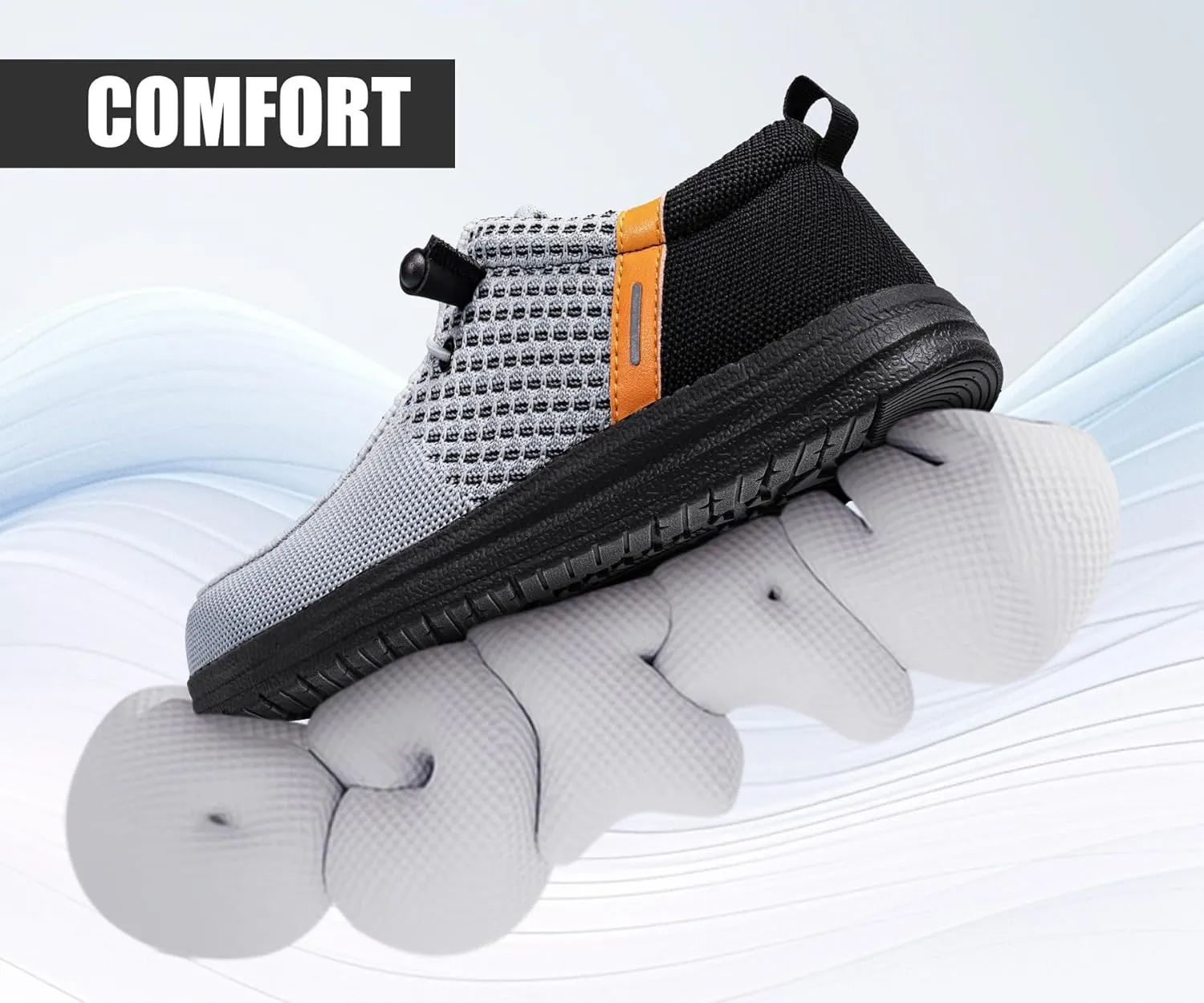 LARNMERN Slip On Steel Toe Shoes Men Lightweight Comfortable Lounging Walking Sneakers Steel Toe Loafers