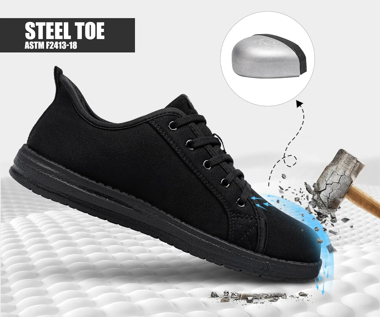 LARNMERN Steel Toe Shoes Men Hands Free Work Shoes Slip On Safety Toe Sneakers Lightweight Comfortable Walking