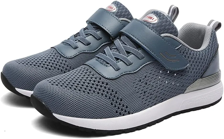 LEADER SHOW Men's Casual Elderly Safety Walking Shoes Light Weight Strap Comfort Sneakers