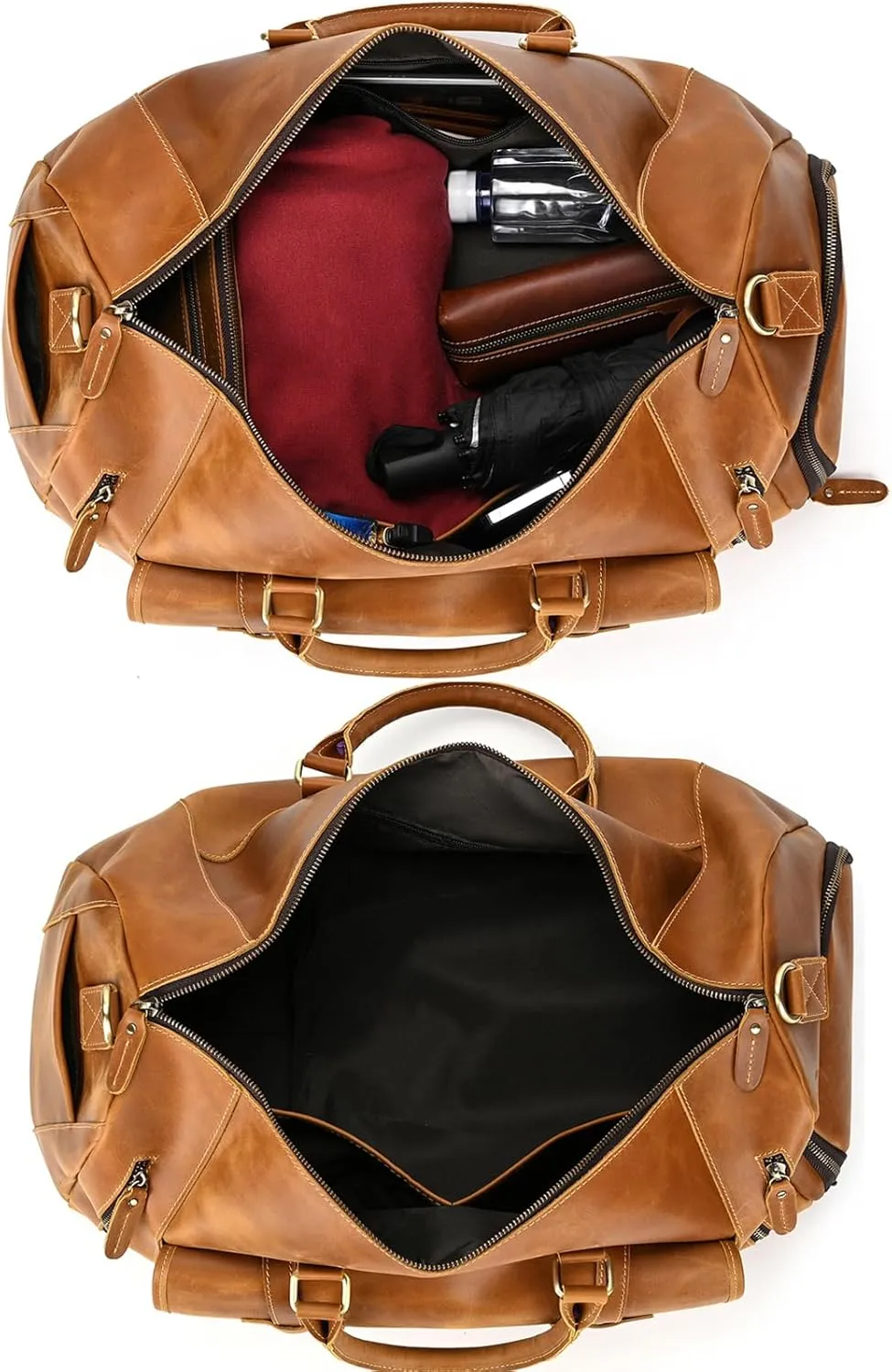 Leather Duffel Bags for Men and Women 20 Inch Full Grain Leather Travel Overnight Weekend Leather Bags Travel Duffel for Men, 9802 Light Brown