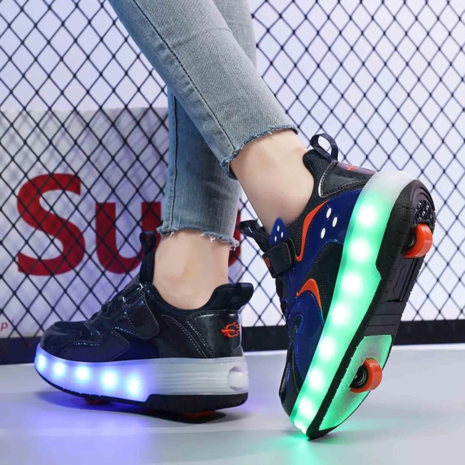LED Light Up Kids Roller Skate Shoes with 2 Wheel, Sneakers for Boys Girls Birthday Thanksgiving Christmas Day