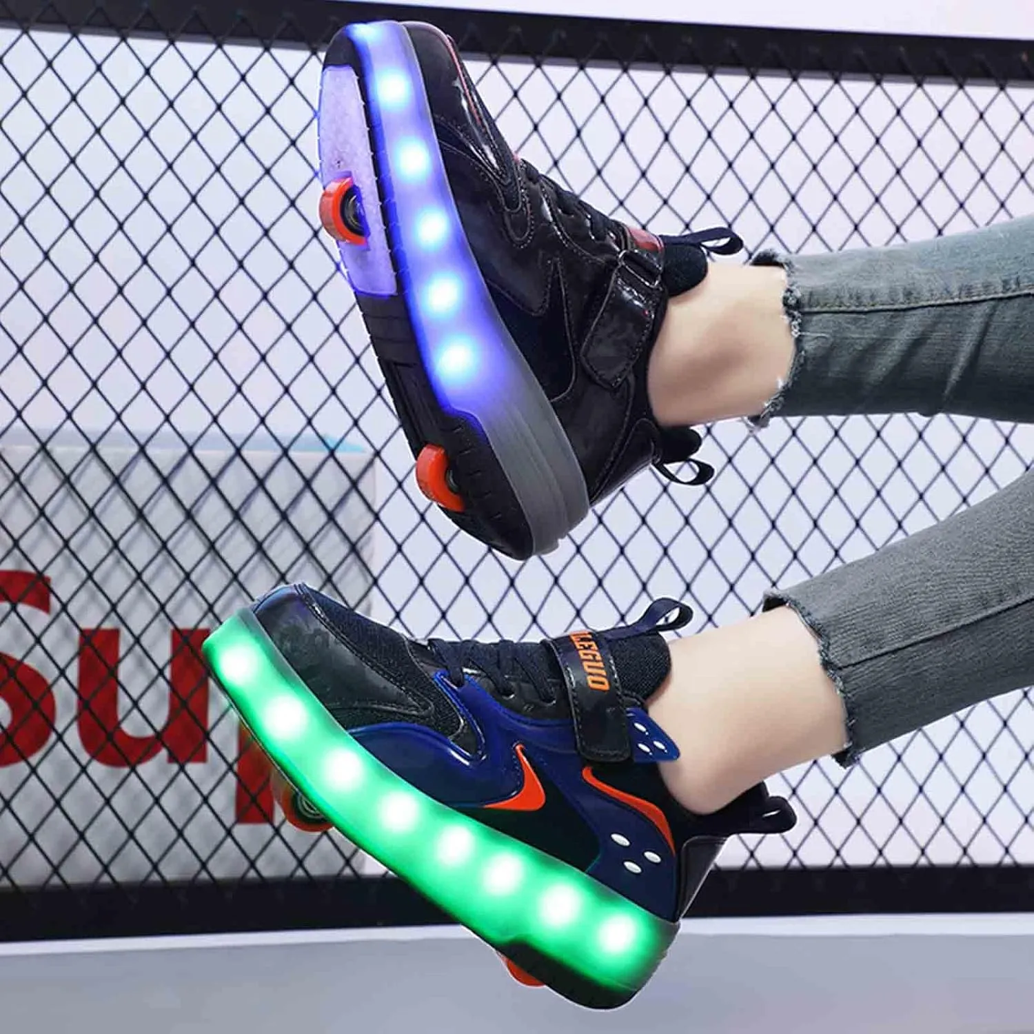 LED Light Up Kids Roller Skate Shoes with 2 Wheel, Sneakers for Boys Girls Birthday Thanksgiving Christmas Day