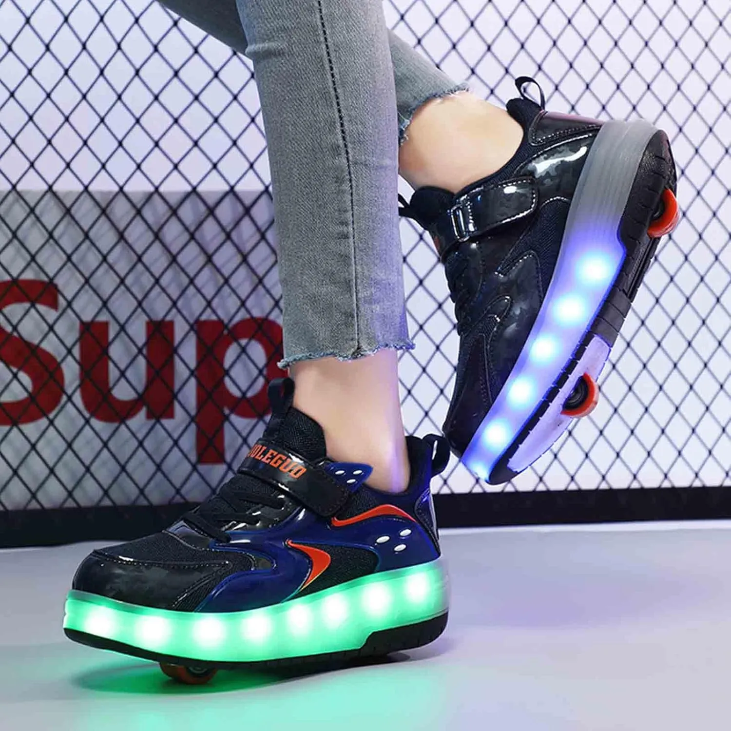 LED Light Up Kids Roller Skate Shoes with 2 Wheel, Sneakers for Boys Girls Birthday Thanksgiving Christmas Day