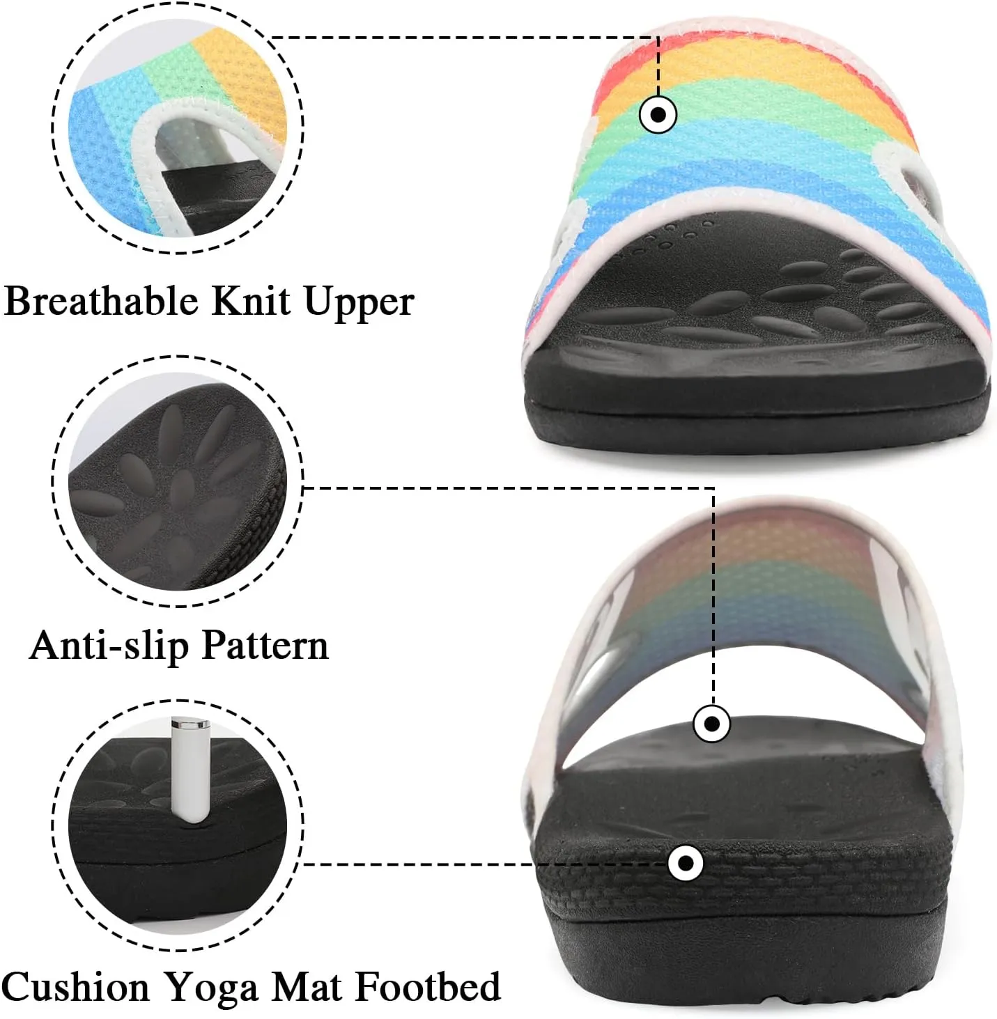 LeIsfIt Womens Slide Sandals Arch Support Slides Slip on Plantar Fasciitis Sandals Ladies Yoga Mat Thick Cushion Slipper Slides for Indoor Outdoor