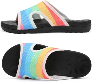 LeIsfIt Womens Slide Sandals Arch Support Slides Slip on Plantar Fasciitis Sandals Ladies Yoga Mat Thick Cushion Slipper Slides for Indoor Outdoor