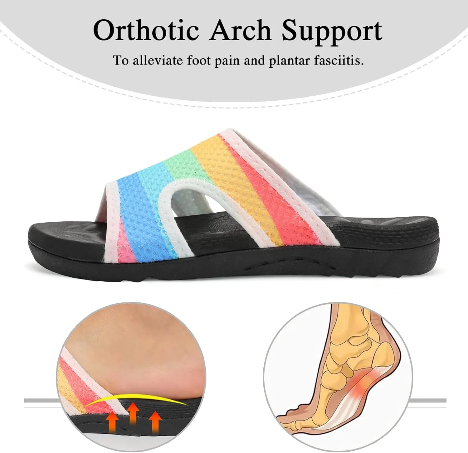 LeIsfIt Womens Slide Sandals Arch Support Slides Slip on Plantar Fasciitis Sandals Ladies Yoga Mat Thick Cushion Slipper Slides for Indoor Outdoor