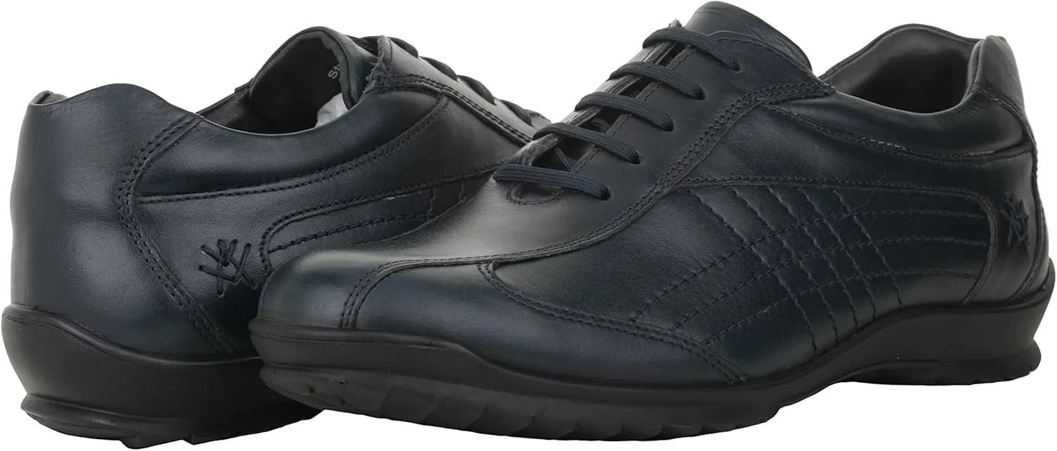 LIBERTYZENO Mens Genuine Leather Adults Cushioned Casual Lace Up Shoes for Prom Graduation