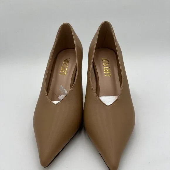 Light Brown Classic V-Cut Closed Pointed Toe High Heels Pumps Dress Shoes