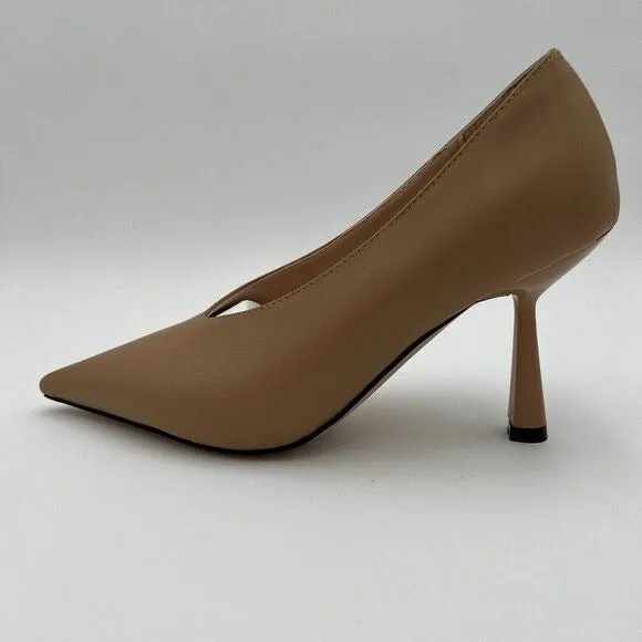 Light Brown Classic V-Cut Closed Pointed Toe High Heels Pumps Dress Shoes