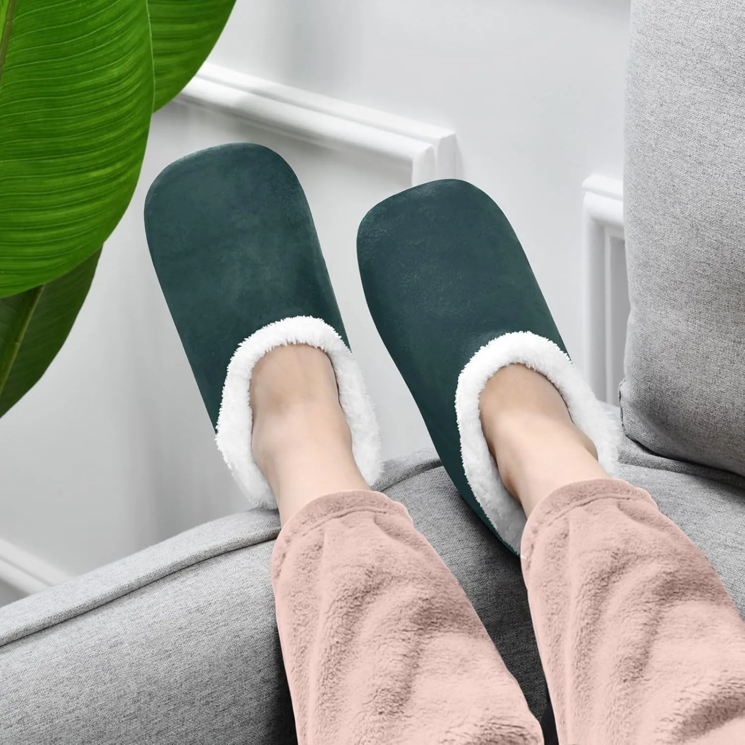 Light Navy Blue House Slippers Non-Slip Soft Bed Slippers for Indoor Hotel
