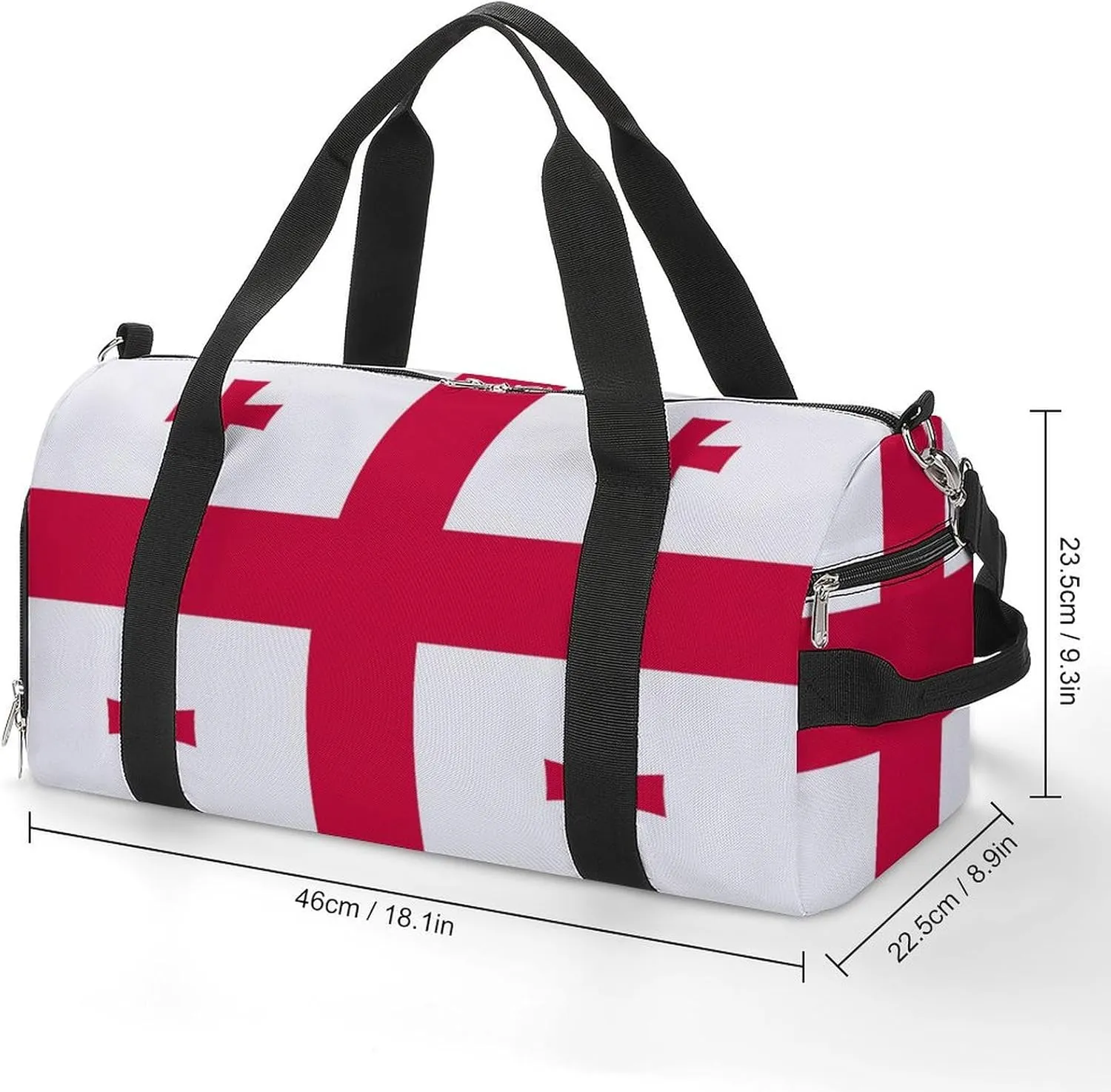 Lightweight Georgia Flag Sports Duffel Bag for Men Women Shoe Compartment