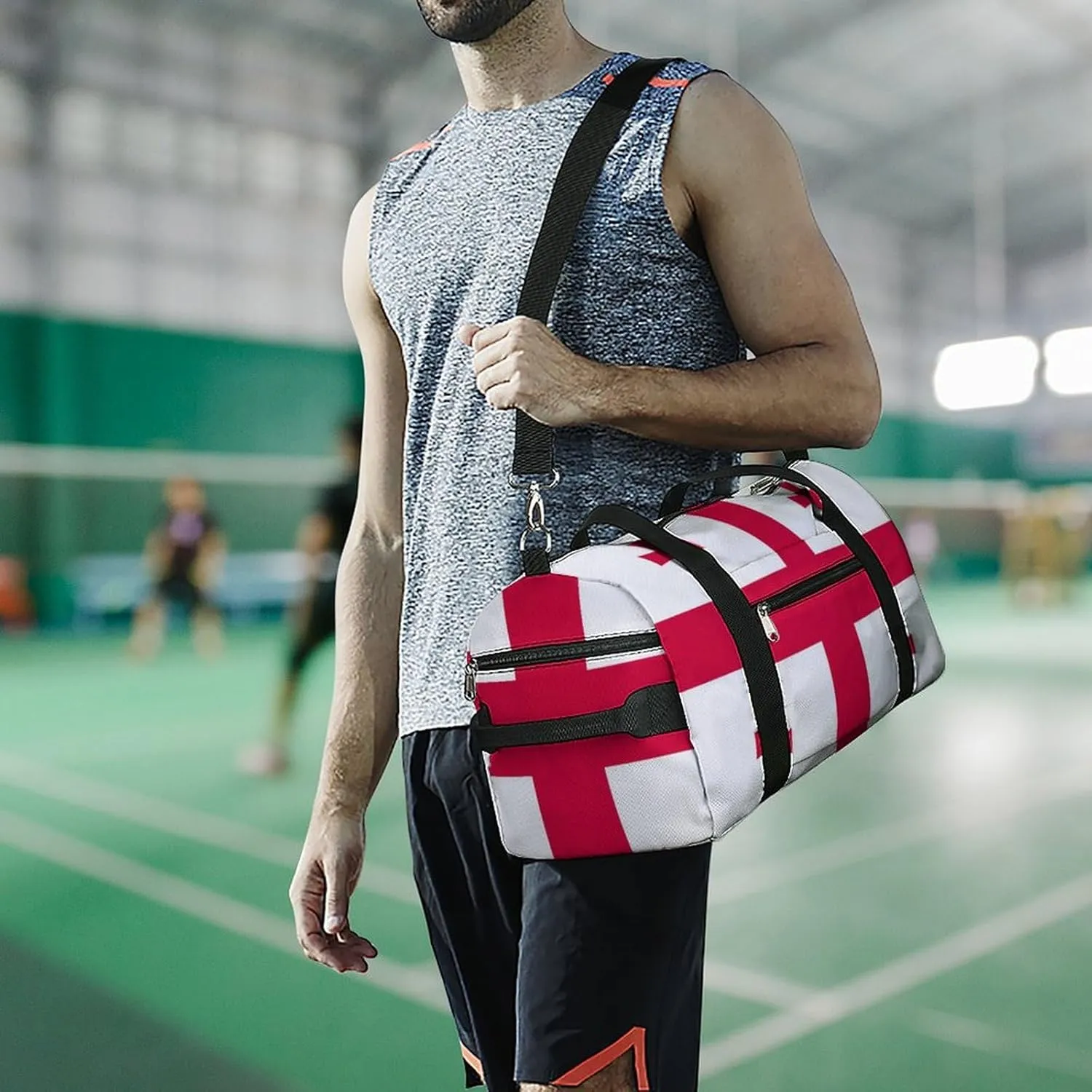 Lightweight Georgia Flag Sports Duffel Bag for Men Women Shoe Compartment