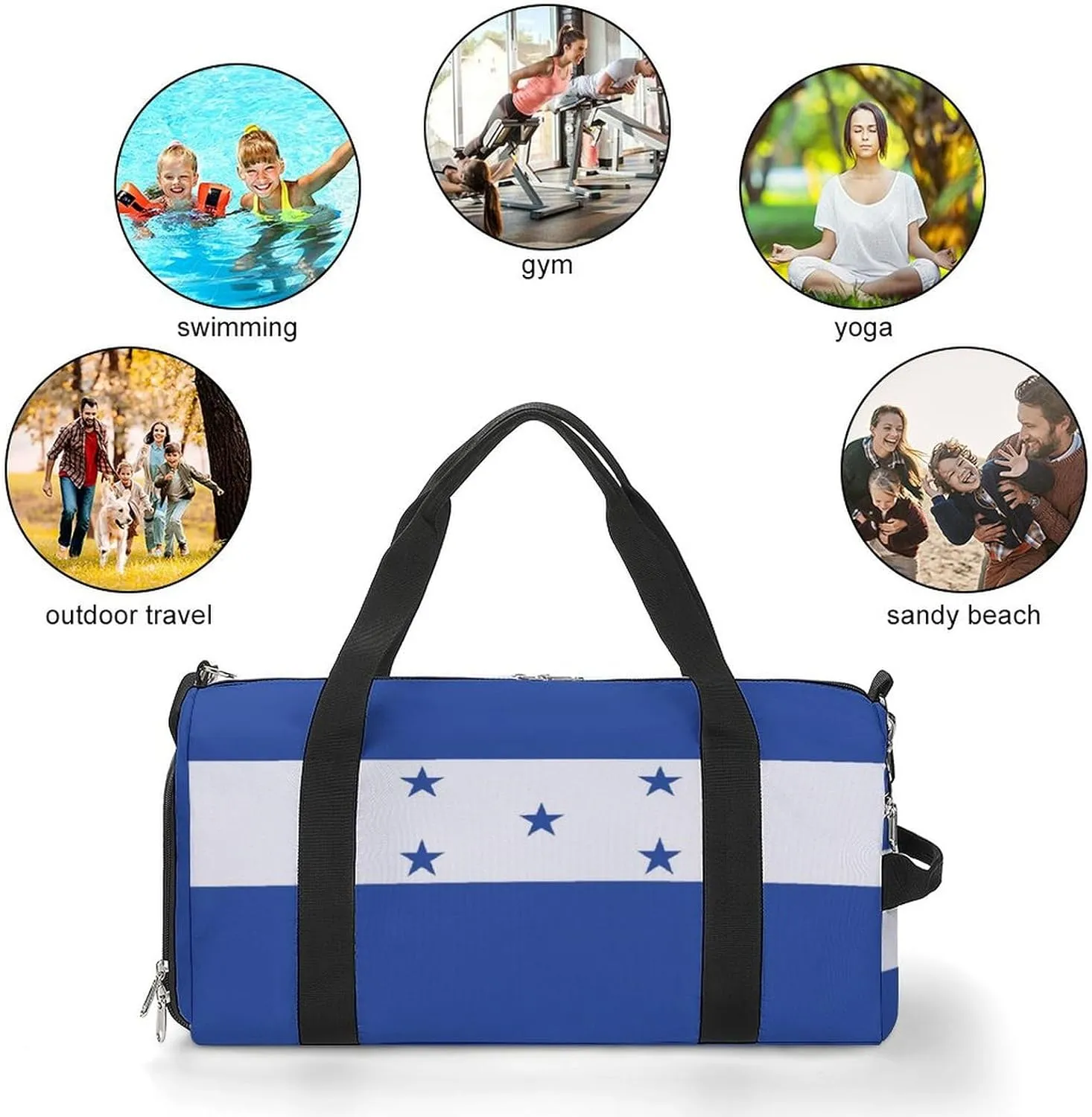Lightweight Honduras Flag Duffel Bag for Boys Girls with Wet Pocket Gym Tote