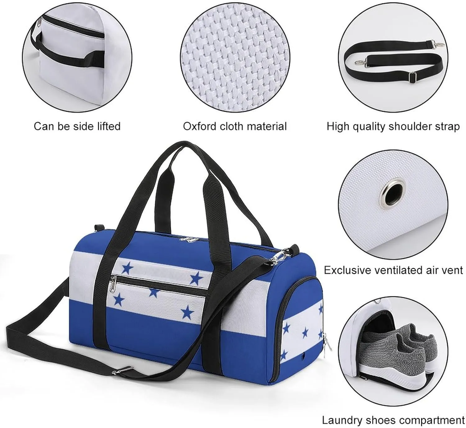 Lightweight Honduras Flag Duffel Bag for Boys Girls with Wet Pocket Gym Tote