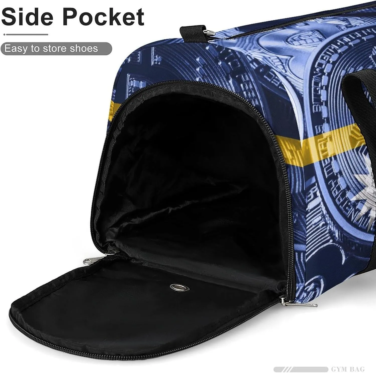 Lightweight Nauru Flag Bitcoin Gym Bag with Shoe Compartment Waterproof Duffel