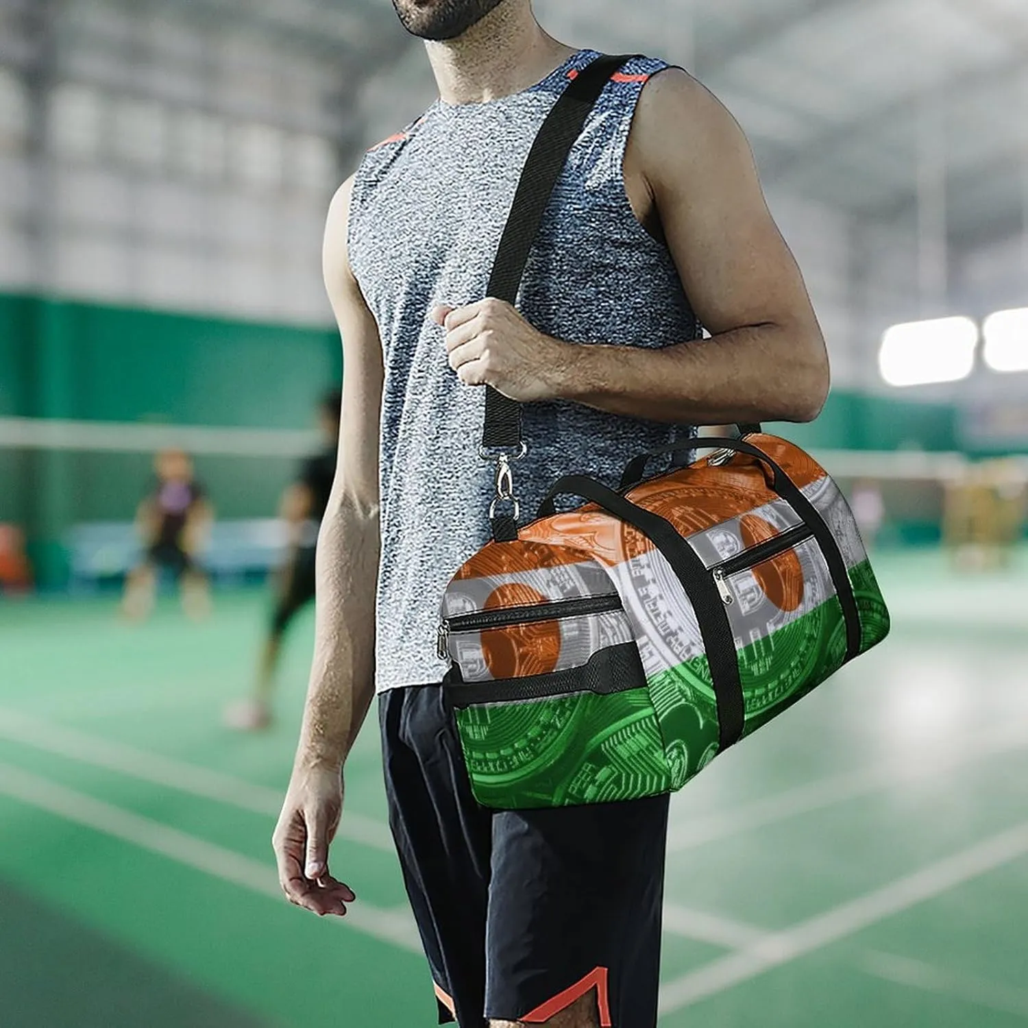 Lightweight Niger Flag Bitcoin Gym Bag with Shoe Compartment Waterproof Duffel