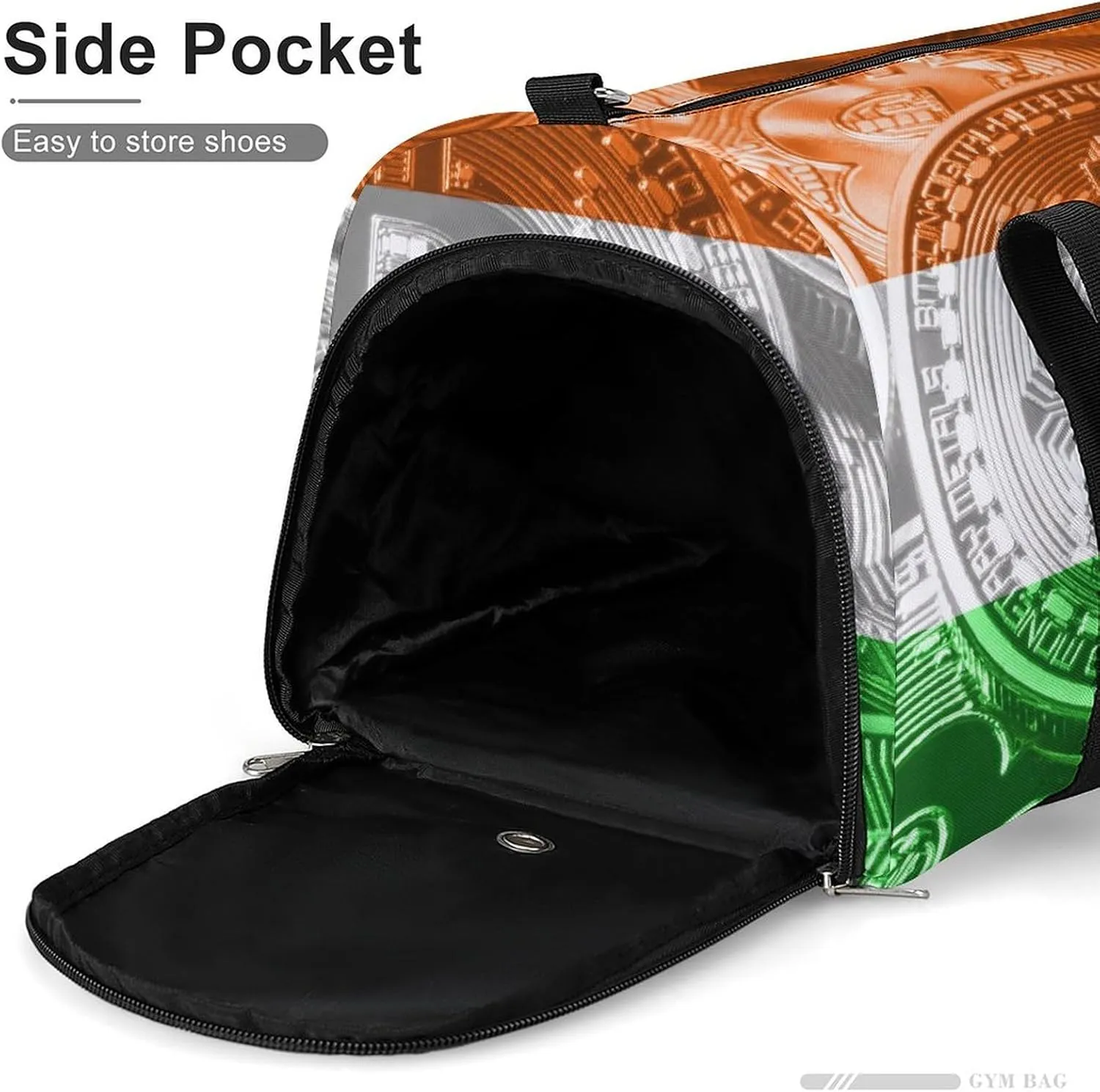 Lightweight Niger Flag Bitcoin Gym Bag with Shoe Compartment Waterproof Duffel