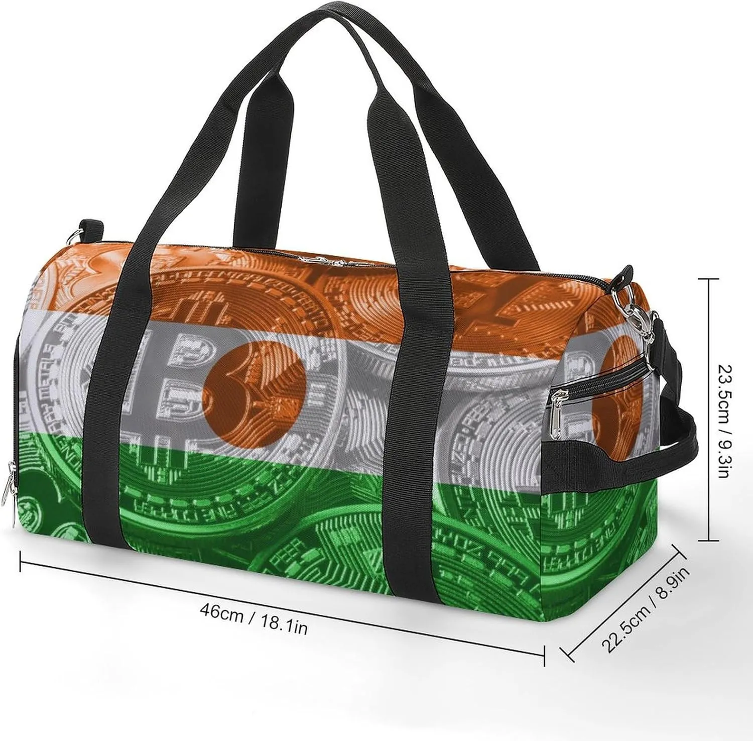Lightweight Niger Flag Bitcoin Gym Bag with Shoe Compartment Waterproof Duffel