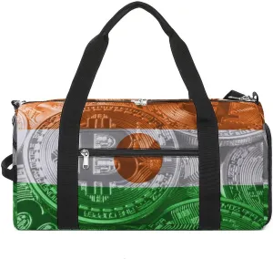 Lightweight Niger Flag Bitcoin Gym Bag with Shoe Compartment Waterproof Duffel