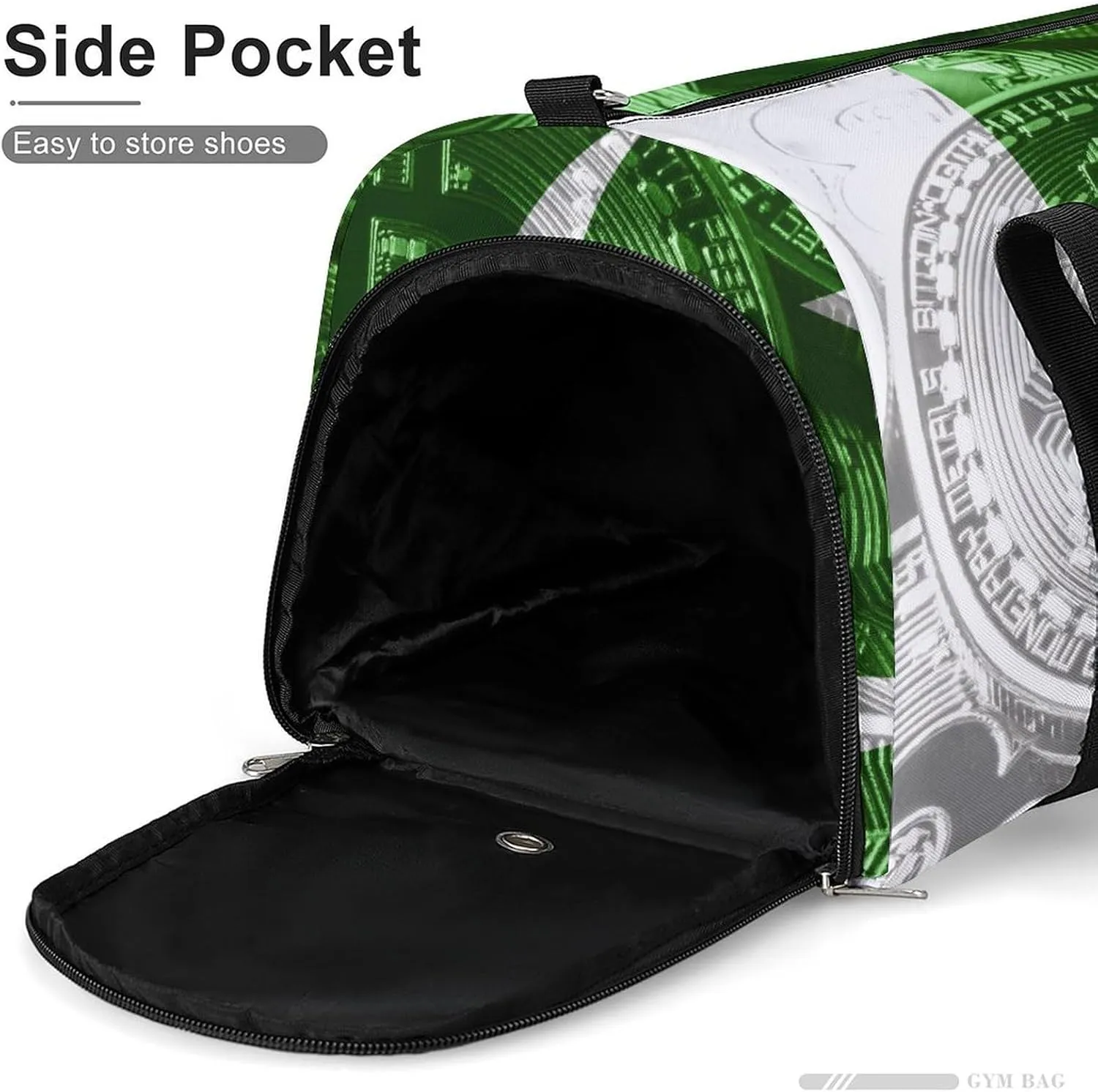 Lightweight Pakistan Flag Bitcoin Gym Bag with Shoe Compartment Waterproof Duffel