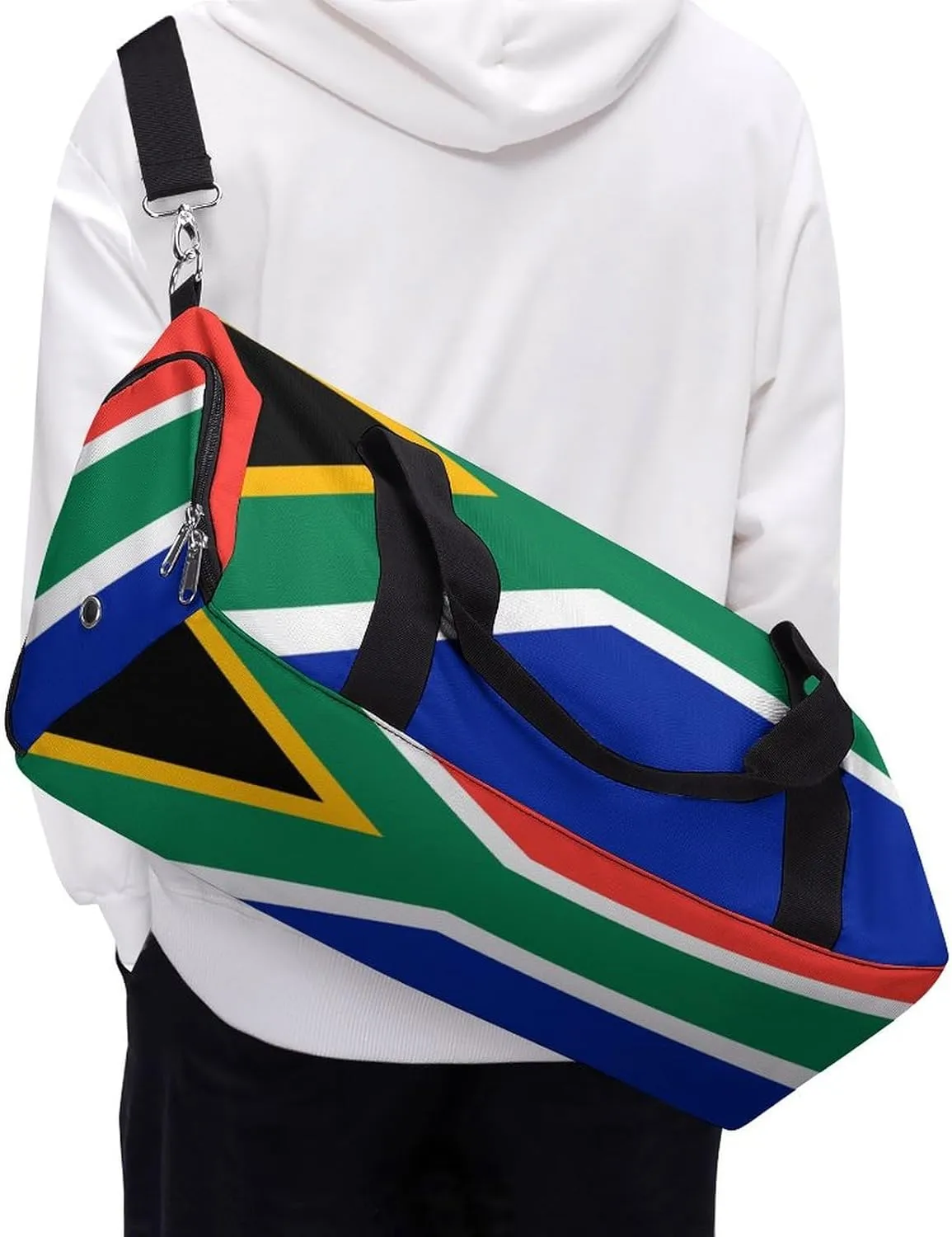 Lightweight South African Flag Sports Duffel Bag for Men Women Shoe Compartment