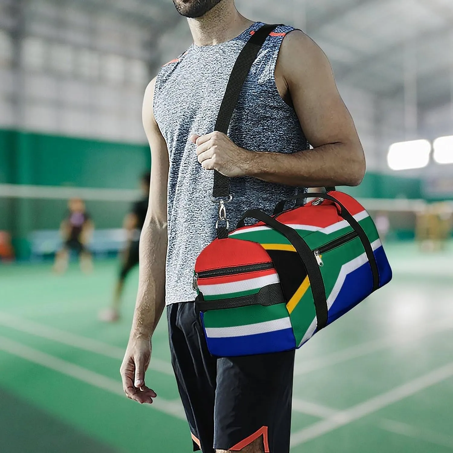Lightweight South African Flag Sports Duffel Bag for Men Women Shoe Compartment