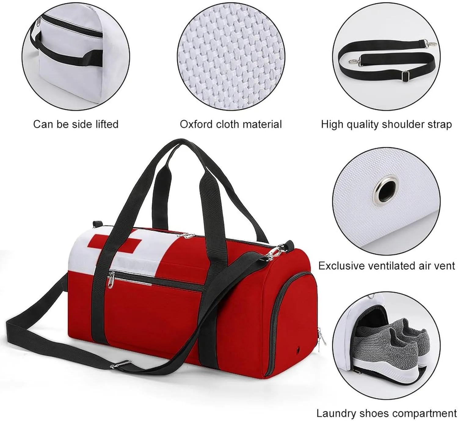 Lightweight Tonga Flag Duffel Bag for Boys Girls with Shoe Compartment