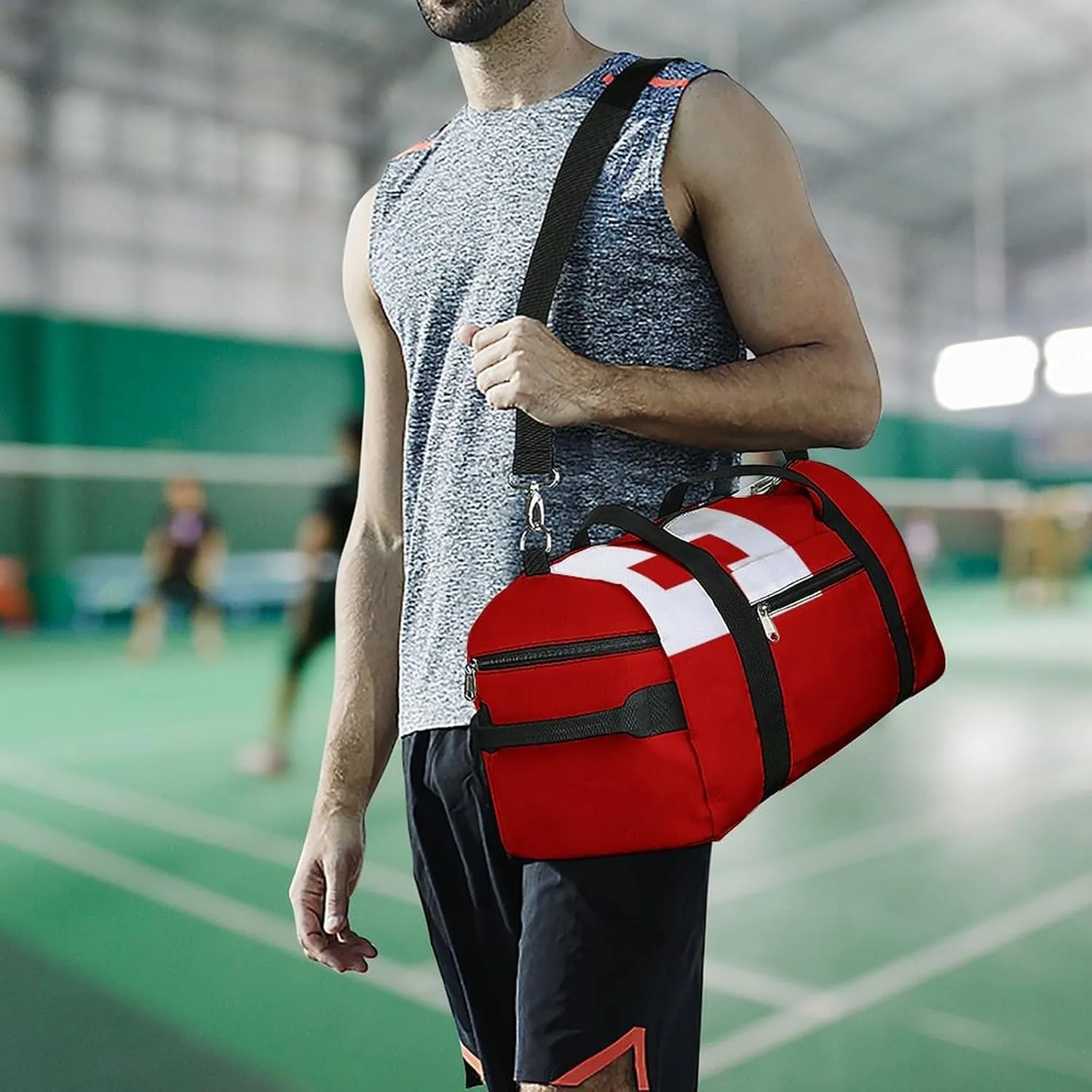Lightweight Tonga Flag Duffel Bag for Boys Girls with Shoe Compartment