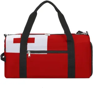 Lightweight Tonga Flag Duffel Bag for Boys Girls with Shoe Compartment