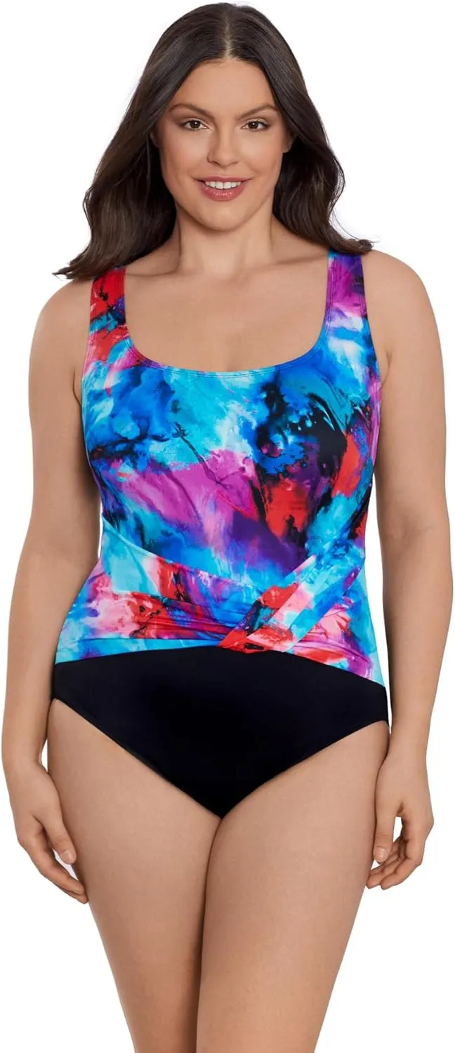 Longitude Women's Swimwear Twist Sash Tank Soft Cup One Piece Swimsuit