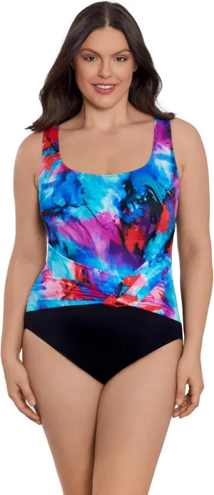 Longitude Women's Swimwear Twist Sash Tank Soft Cup One Piece Swimsuit