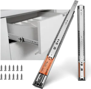 LONTAN 5 Pairs 12 Inch Soft Close Push to Open Drawer Slides Dresser Drawer Slides Heavy Duty Side Mount Drawer Slides Metal Ball Bearing and Full Extension Cabinet Drawer Slides 100 LB Capacity