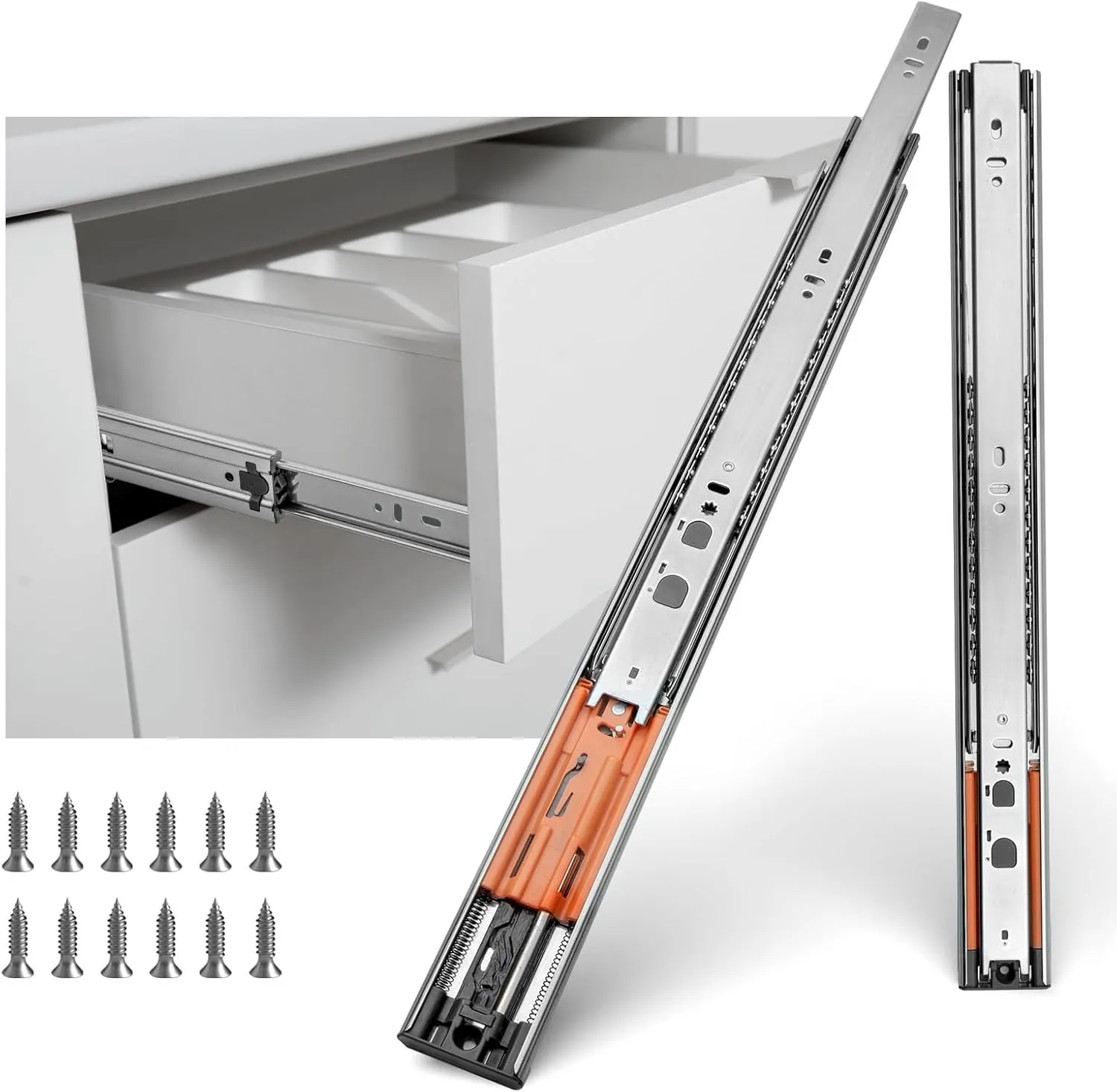 LONTAN 5 Pairs 12 Inch Soft Close Push to Open Drawer Slides Dresser Drawer Slides Heavy Duty Side Mount Drawer Slides Metal Ball Bearing and Full Extension Cabinet Drawer Slides 100 LB Capacity