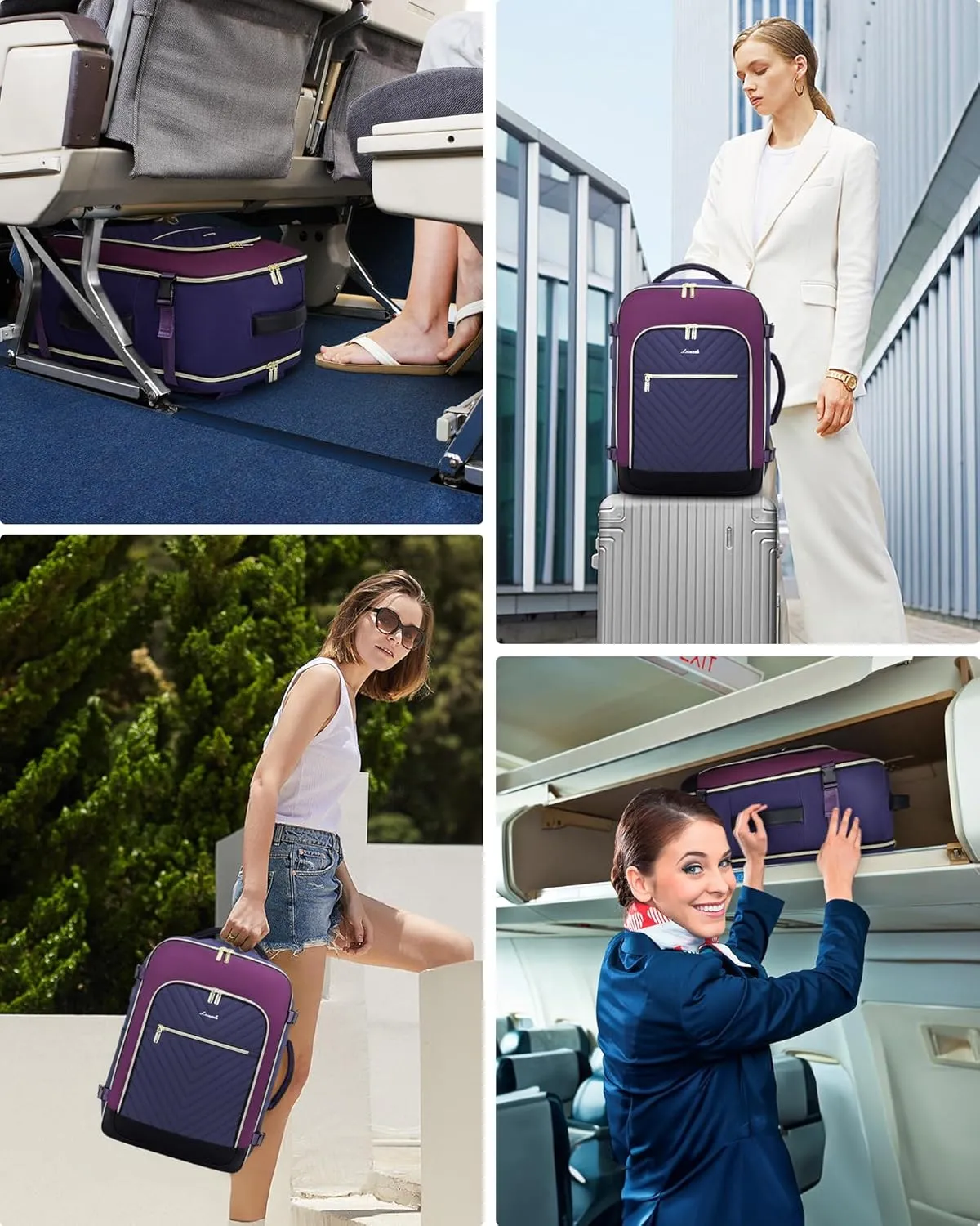 LOVEVOOK Large Travel Backpack for Women, TSA Carry on Backpack for Airplanes, 40L Personal Item Travel Bag for Women fits 17" Laptop,Waterproof Carry on Bag Airplane Approved with 3 Packing Cubes