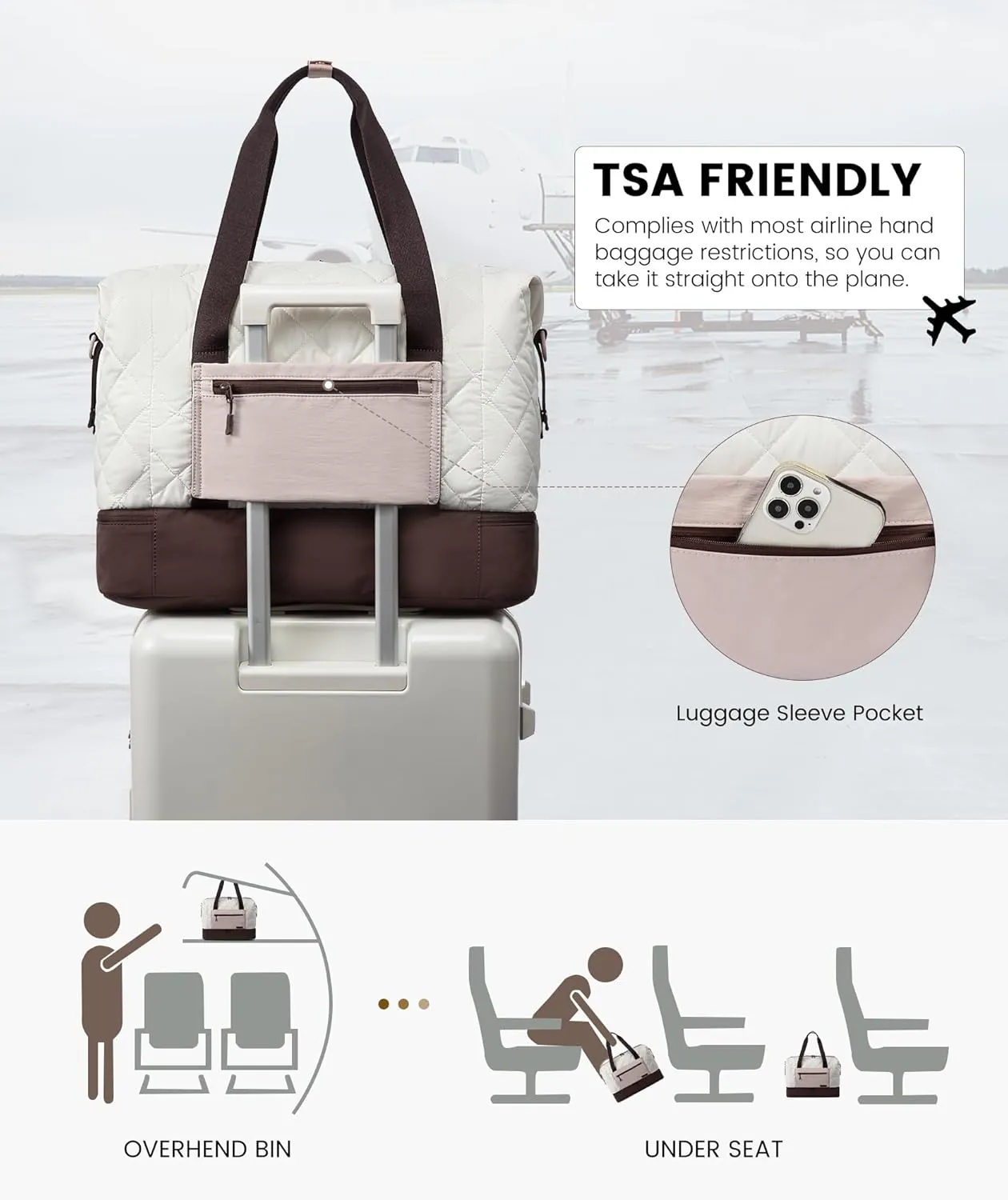 LOVEVOOK Weekender Bags for Women, Puffer Travel Duffel Bags for Woman, Large Hospital Bag for Women Labor Delivery with Shoe Compartment, Carry On Overnight Bag, Personal Item Travel Bag for Airplane