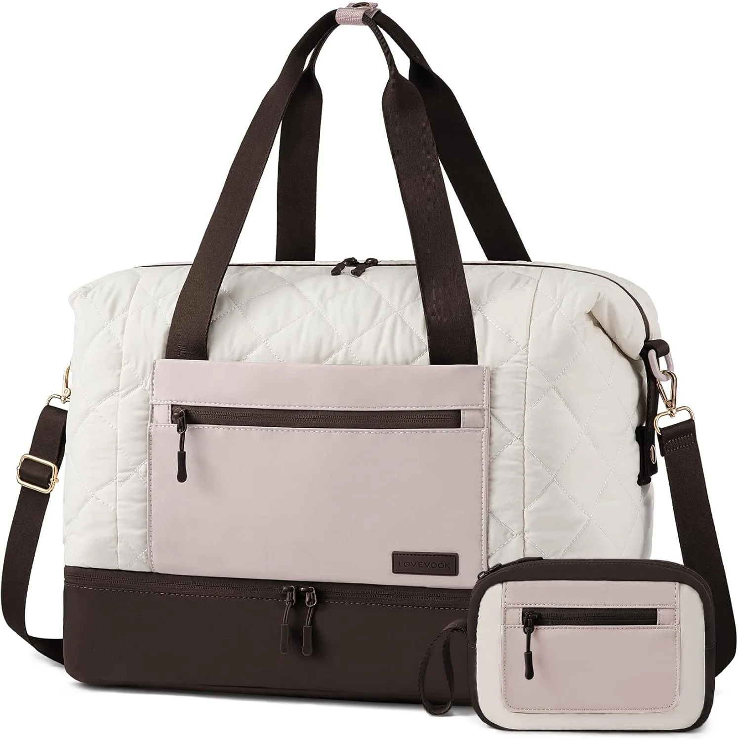 LOVEVOOK Weekender Bags for Women, Puffer Travel Duffel Bags for Woman, Large Hospital Bag for Women Labor Delivery with Shoe Compartment, Carry On Overnight Bag, Personal Item Travel Bag for Airplane