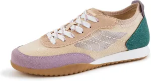 LUCKY STEP Women's Mesh Fashion Sneaker Colorblock Breathable Retro Lace-up Stylish Lifestyle Trendy Casual Walking Shoes