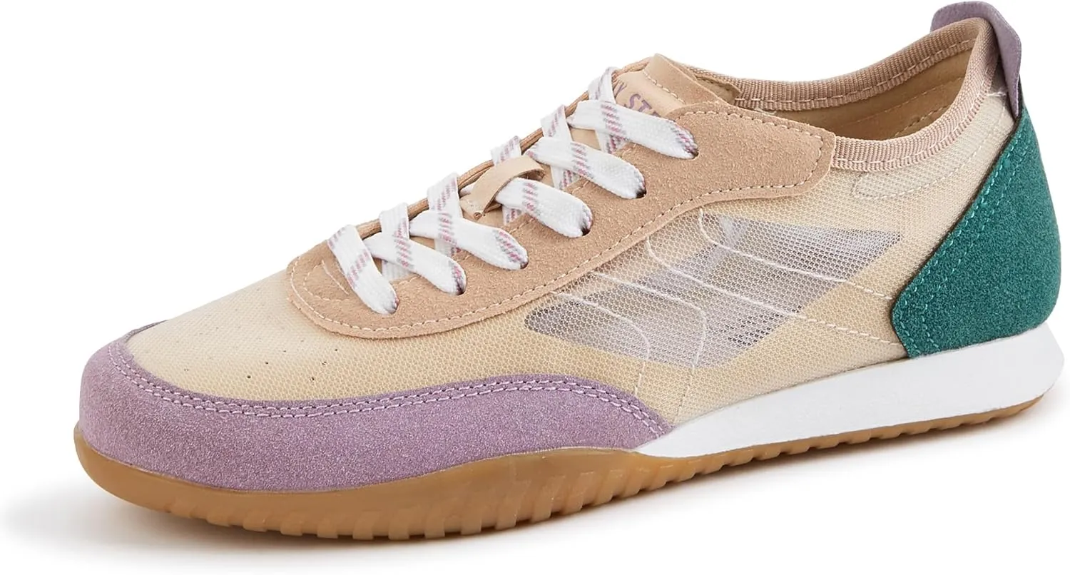 LUCKY STEP Women's Mesh Fashion Sneaker Colorblock Breathable Retro Lace-up Stylish Lifestyle Trendy Casual Walking Shoes