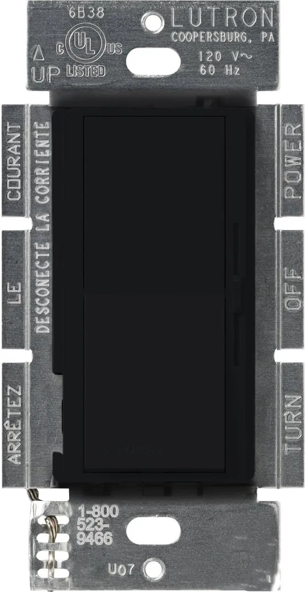 Lutron Diva Dimmer Switch for Incandescent Bulbs, 1000-Watt/Single-Pole Preset, DVSC-10P-MN, Midnight