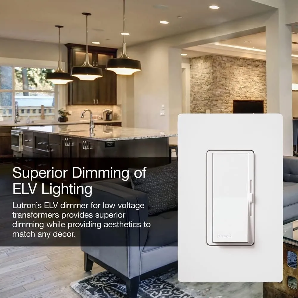 Lutron Diva Electronic Low Voltage Dimmer | 300-Watt, Single-Pole or 3-Way | DVSCELV-303P-BI, Biscuit