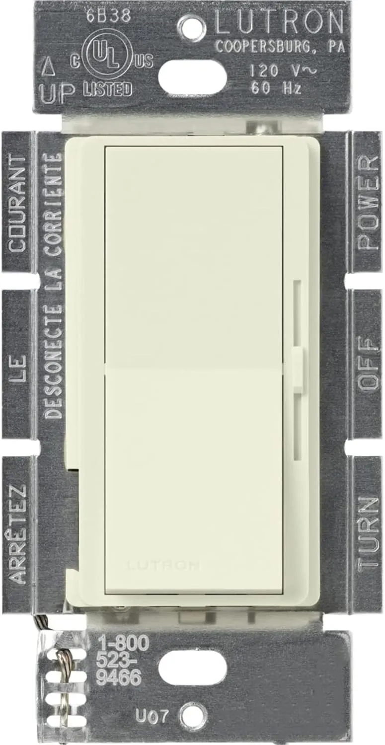 Lutron Diva Electronic Low Voltage Dimmer | 300-Watt, Single-Pole or 3-Way | DVSCELV-303P-BI, Biscuit