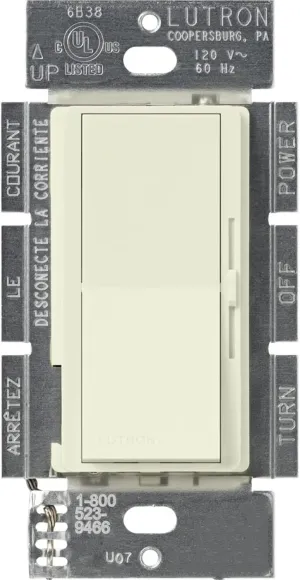 Lutron Diva Electronic Low Voltage Dimmer | 300-Watt, Single-Pole or 3-Way | DVSCELV-303P-BI, Biscuit