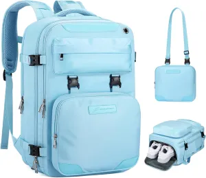 Maelstrom Travel Backpack for Women Men,25L Laptop Backpack Fits 17-Inch Laptop,Waterproof Carry On Backpack for Airplanes with Detachable Crossbody Bag&Shoe Compartment,Light Blue, Medium