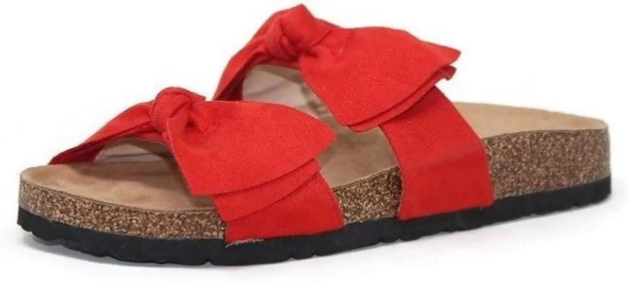 Mata Shoes Women Fashion Slide Sandals Soft Cork Footbed Slip On Bow Slides
