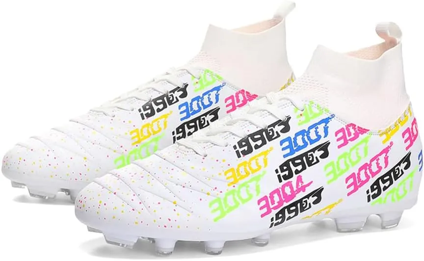 MAUGELY Men's Cleats Firm Ground Soccer Shoes Athletic Lightweight Running Outdoor Turf Comfortable Training Football Shoes