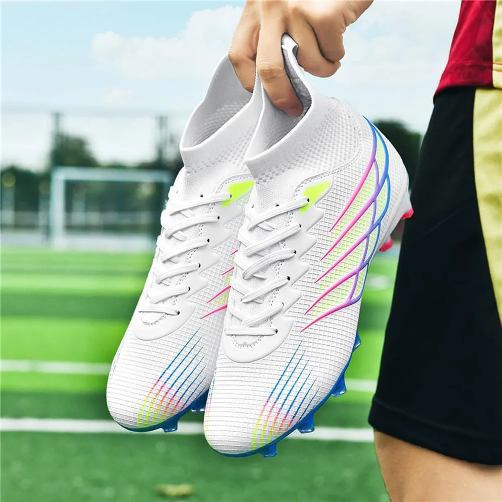 MAUGELY Men's Cleats Firm Ground Soccer Shoes Athletic Lightweight Running Outdoor Turf Comfortable Training Football Shoes