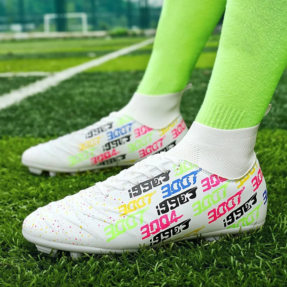 MAUGELY Men's Cleats Firm Ground Soccer Shoes Athletic Lightweight Running Outdoor Turf Comfortable Training Football Shoes