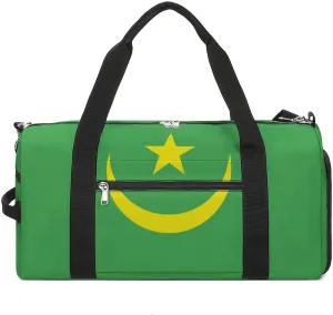 Mauritania Flag Duffle Bag with Shoe Compartment Lightweight Waterproof Gym Bag for Travel Yoga