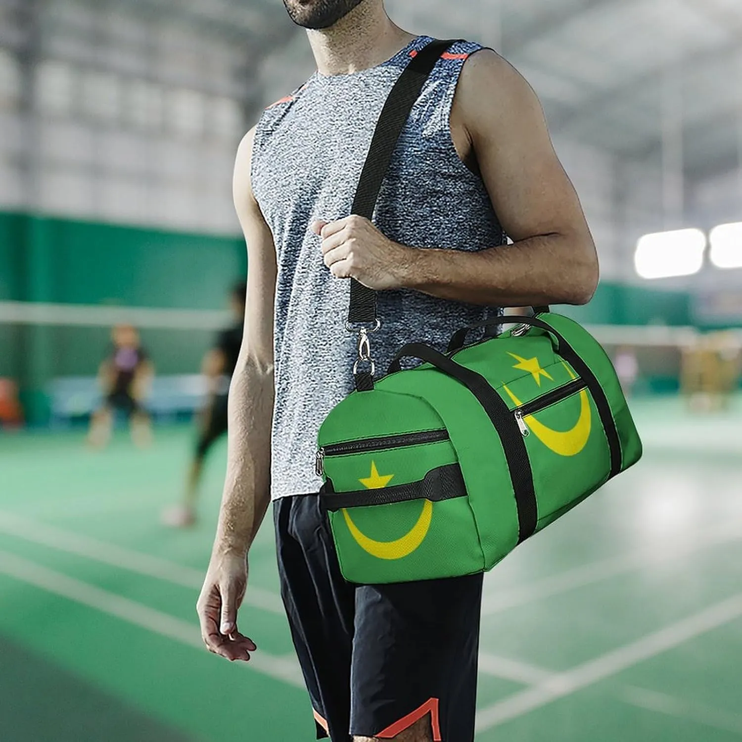 Mauritania Flag Duffle Bag with Shoe Compartment Lightweight Waterproof Gym Bag for Travel Yoga
