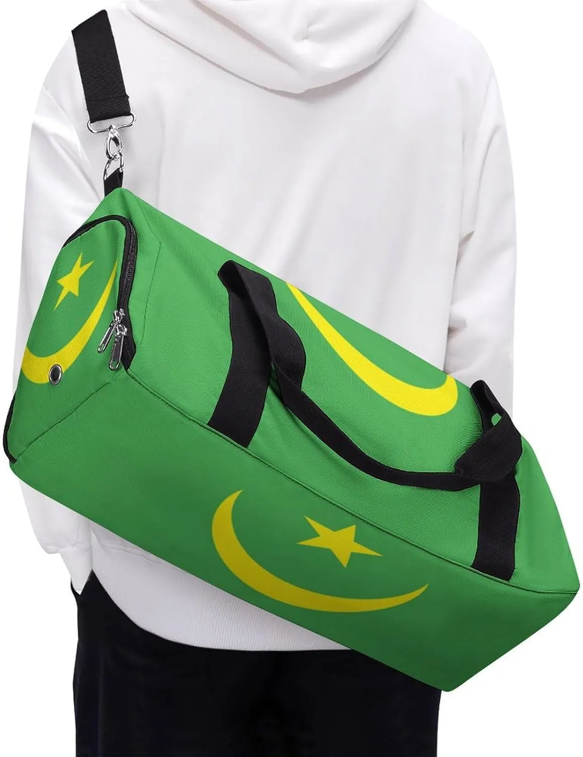 Mauritania Flag Duffle Bag with Shoe Compartment Lightweight Waterproof Gym Bag for Travel Yoga